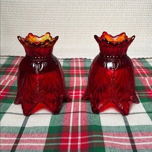 Fenton Glass Candleholders-Pair
